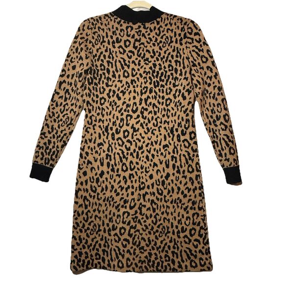 J. Crew MockNeck Sweater Dress Leopard Knit Pullover Merino Wool Blend Women XS - Picture 7 of 14